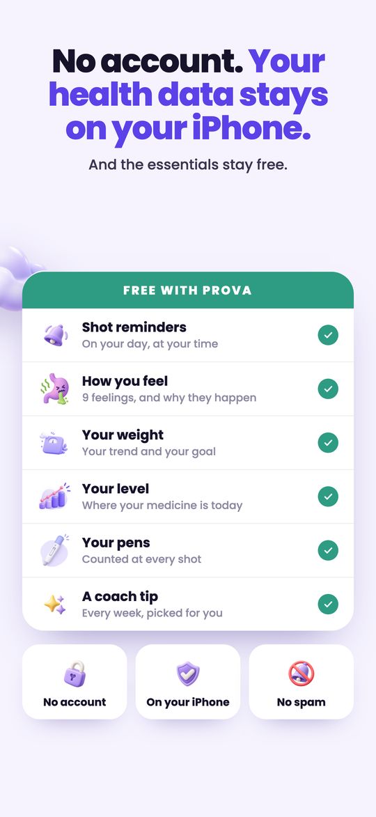 No account. Your health data stays on your iPhone, and the essentials stay free.